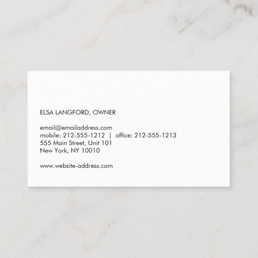 MODERN WIT MARMER LUXE BOUTIQUE VISITEKAARTJE (Achterkant)