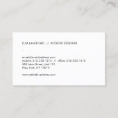 Modern wit marmer luxe designer Visitekaartje (Achterkant)