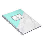 Modern wit marmer met Aqua Blue Block Notitieboek (Rechterzijde)