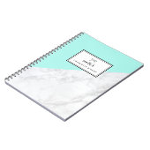 Modern wit marmer met Aqua Blue Block Notitieboek (Linkerzijde)