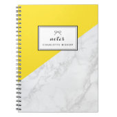 Modern wit marmer met geel blok notitieboek (Voorkant)