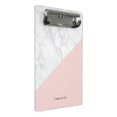 Modern wit marmer met roze blok gepersonaliseerd mini klembord (Schuin)
