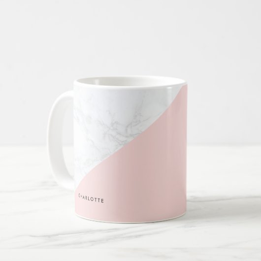 Modern wit marmer met roze Mok (Voorkant links)