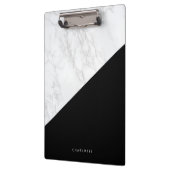 Modern wit marmer met zwart blok gepersonaliseerd klembord (Links)