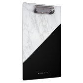Modern wit marmer met zwart blok gepersonaliseerd klembord (Rechts)