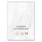 Modern Wit Marmer Roos Goud Script Trouwplaats Kaart (Voorkant)