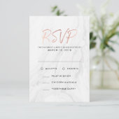 Modern Wit Marmer Roze Goud | Huwelijk RSVP Menu (Staand voorkant)