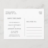 Modern Wit Marmer Save the Date Foto Aankondigingskaart (Achterkant)