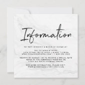 Modern wit marmer script | Huwelijksinformatie Kaart (Voorkant)