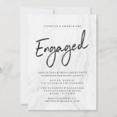 Modern wit marmer script | Verlovingsgroep Kaart (Voorkant)