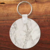 Modern wit marmer textiepatroon sleutelhanger (Voorkant)