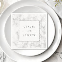 Modern wit marmer zilveren glitter bruiloft papier