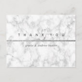 Modern wit marmer zilveren glitter dank u briefkaart (Voorkant)