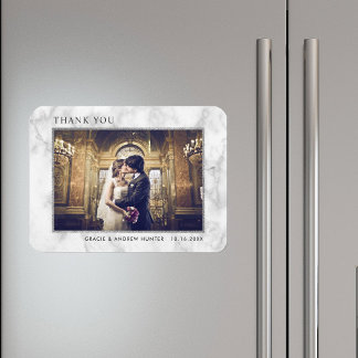 Modern wit marmer zilveren glitter dank u foto magneet