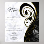 Modern Wit - Marmer Zwart Abstract Menu Poster (Voorkant)