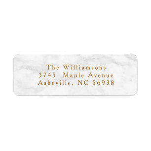 Modern Wit Marmeren Kerstmis Gouden Retouradres Etiket
