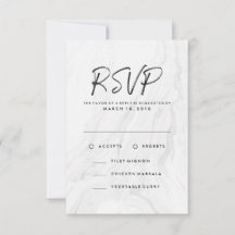 Modern wit marmeren schrift | Huwelijks RSVP-menu