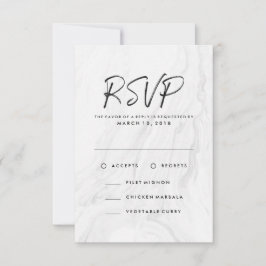 Modern wit marmeren schrift | Huwelijks RSVP-menu RSVP Kaartje