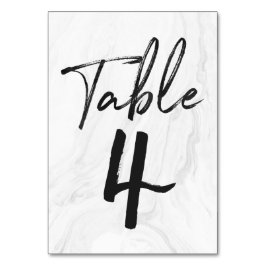 Modern wit marmeren schrift | Tabel Nummer Kaart 4