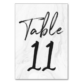 Modern wit marmeren schrift | Tafelnummerkaart 11 Kaart