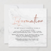 Modern wit marmeren schrift | Trouwinformatie Kaart (Voorkant)