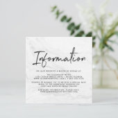 Modern wit marmeren schrift | Trouwinformatie Kaart (Staand voorkant)