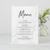 Modern wit marmeren schrift | Trouwmenu Menu (Staand voorkant)