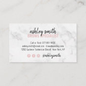 Modern wit marmeren script blush roze wenkbrauwen visitekaartje (Achterkant)