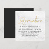 Modern wit marmeren script | Trouwinformatie Kaart (Voorkant / Achterkant)