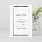 Modern wit met Chrome Art Deco Lijst bruiloft Kaart (Staand voorkant)