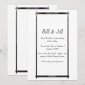 Modern wit met Chrome Art Deco Lijst bruiloft Kaart (Voorkant / Achterkant)