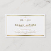 Modern wit met geometrisch goud accent visitekaartje (Achterkant)