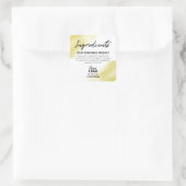 Modern wit met gouden inkt ingrediëntenlabels vierkante sticker (Tas)