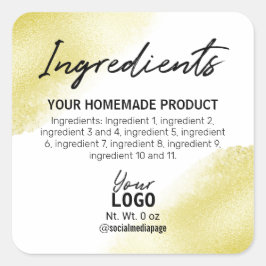 Modern wit met gouden inkt ingrediëntenlabels vierkante sticker