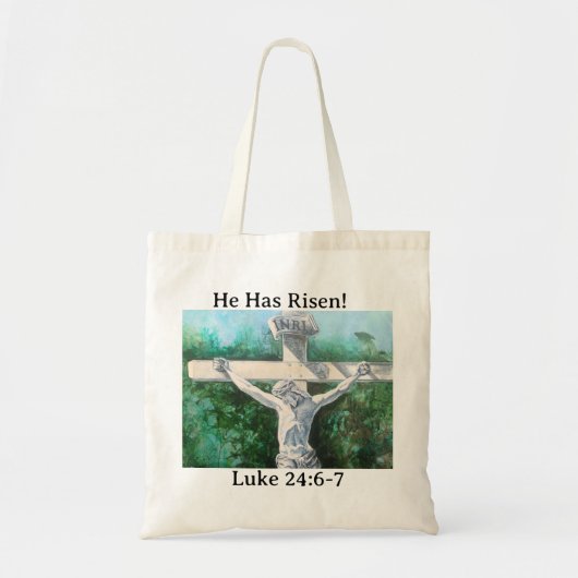 Modern Wit met Groenen CROSS Schilderij Tote Bag (Voorkant)