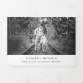 Modern Wit Minimaal 3 in 1 Fotocollage Bruiloft Drieluik Uitnodiging (Cover)