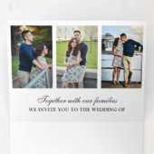 Modern Wit Minimaal 3 in 1 Fotocollage Bruiloft Drieluik Uitnodiging (Binnenzijde eerst)