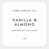 Modern wit minimalistisch kaarsenetiket vierkante sticker (Voorkant)