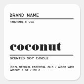 Modern wit minimalistisch kaarsproduct label (Voorkant)