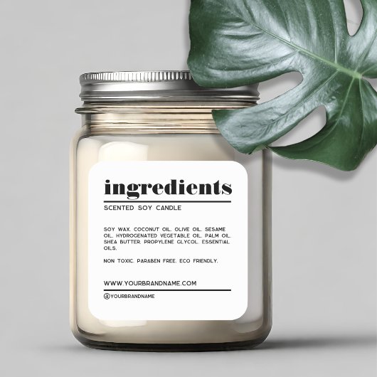 Modern wit minimalistisch product ingrediënten lab vierkante sticker