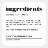 Modern wit minimalistisch product ingrediënten lab vierkante sticker (Voorkant)