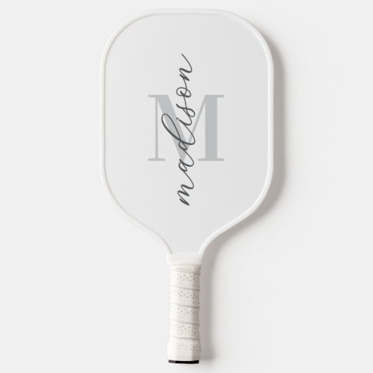 Modern wit minimalistisch script monogram pickleball paddle (Achterkant)