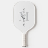 Modern wit minimalistisch script monogram pickleball paddle (Voorkant)