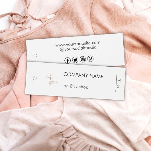 Modern Wit Minimalistisch Zakelijk Logo Prijs Labe Mini Visitekaartjes