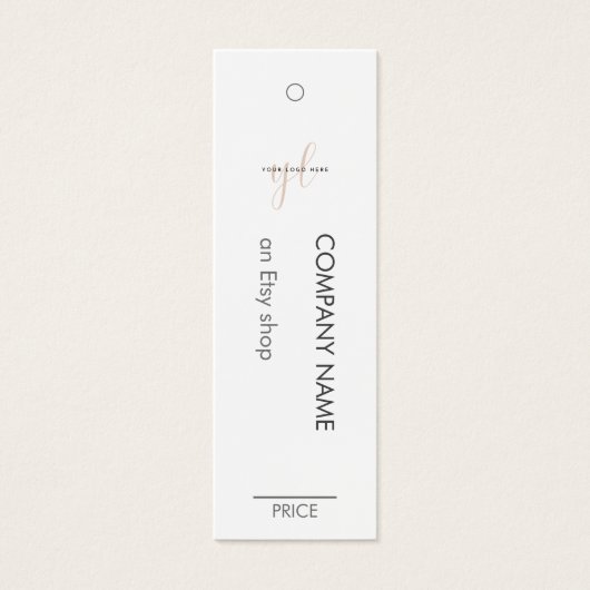 Modern Wit Minimalistisch Zakelijk Logo Prijs Labe Mini Visitekaartjes (Voorkant)