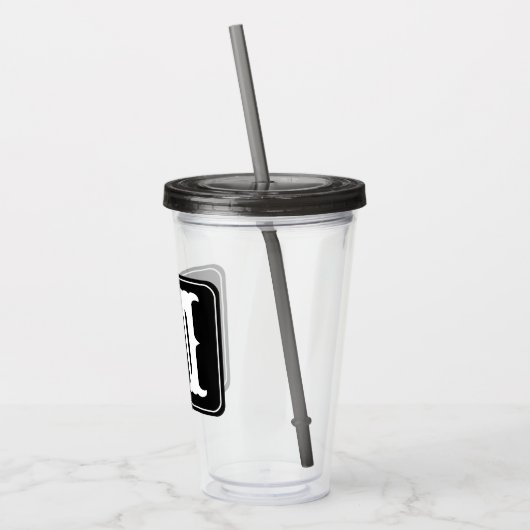 Modern  wit monogram acryl drinkbeker (Links)