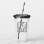 Modern  wit monogram acryl drinkbeker (Achterkant)