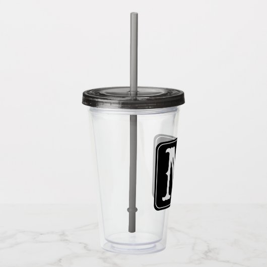 Modern  wit monogram acryl drinkbeker (Rechts)