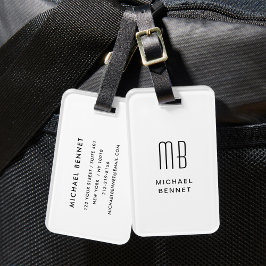 Modern wit monogram bagagelabel
