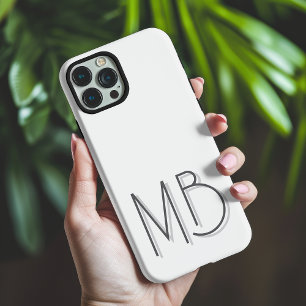 Modern wit monogram Initialen Hedendaags iPhone 16 Pro Max Hoesje